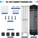 HOTEEL 10x15 Heavy Duty Canopy Tent ,Pop up Canopy for Parties Wedding,Commercial Easy up Gazebo with Roller Bag,UV 50+ &,White - image 14