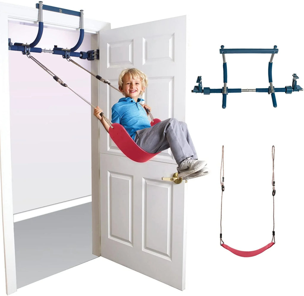 6 Piece Indoor Doorway Gym Set for Kids – Indoor Swing for Kids Includes Kids Swing Chair, Rings, Hanging Trapeze, Ladder, Swinging Rope & Pullup Bar - image 15