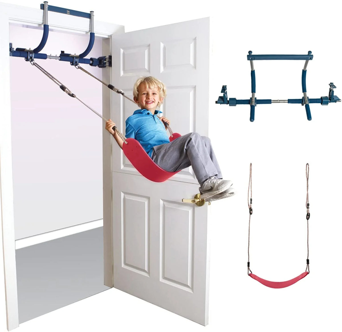 6 Piece Indoor Doorway Gym Set for Kids – Indoor Swing for Kids Includes Kids Swing Chair, Rings, Hanging Trapeze, Ladder, Swinging Rope & Pullup Bar - image 15
