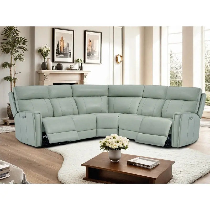 104" 3-Color Genuine Leather Power Reclining Sectional Sofa with Zero Gravity Feature, USB & USB-C Ports, and 2 Stationary Armless Chairs - image 6