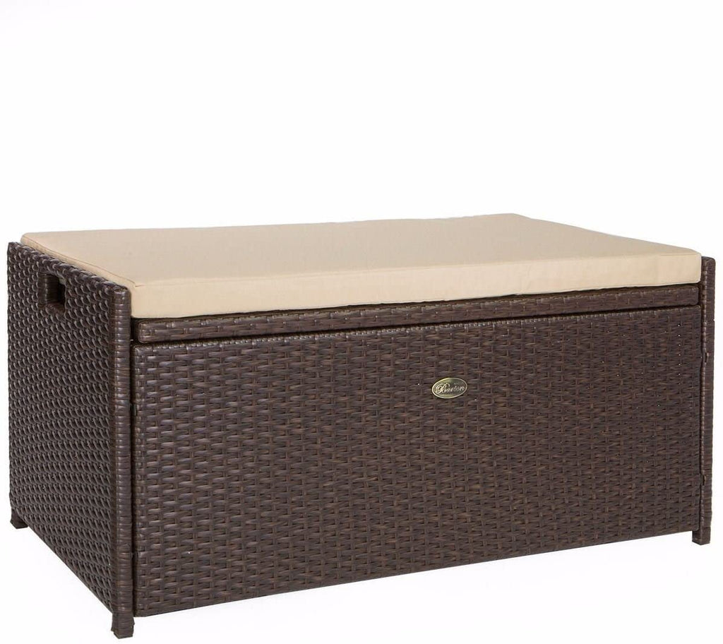 Barton Outdoor Storage Bench Rattan Style Deck Box Wicker Patio Furniture Water Resistance w/Seat Cushion, 60-Gallon, Brown - image 5