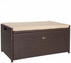 Barton Outdoor Storage Bench Rattan Style Deck Box Wicker Patio Furniture Water Resistance w/Seat Cushion, 60-Gallon, Brown - image 5
