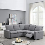 Linen Upholstered Power Recliner L-Shaped Sectional Sofa with USB Port - Soft Home Theater Seating for Living Room - image 12