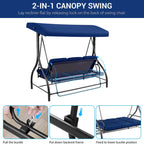 Pirecart 3 Person Patio Porch Swing Outdoor Converting Swing Glider Hammock with Adjustable Canopy, Cushions, Red - image 35