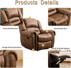 CANMOV Leather Recliner Chair, Classic and Traditional Manual Recliner Chair with Comfortable Arms and Back Single Sofa for Living Room, Nut Brown - image 48