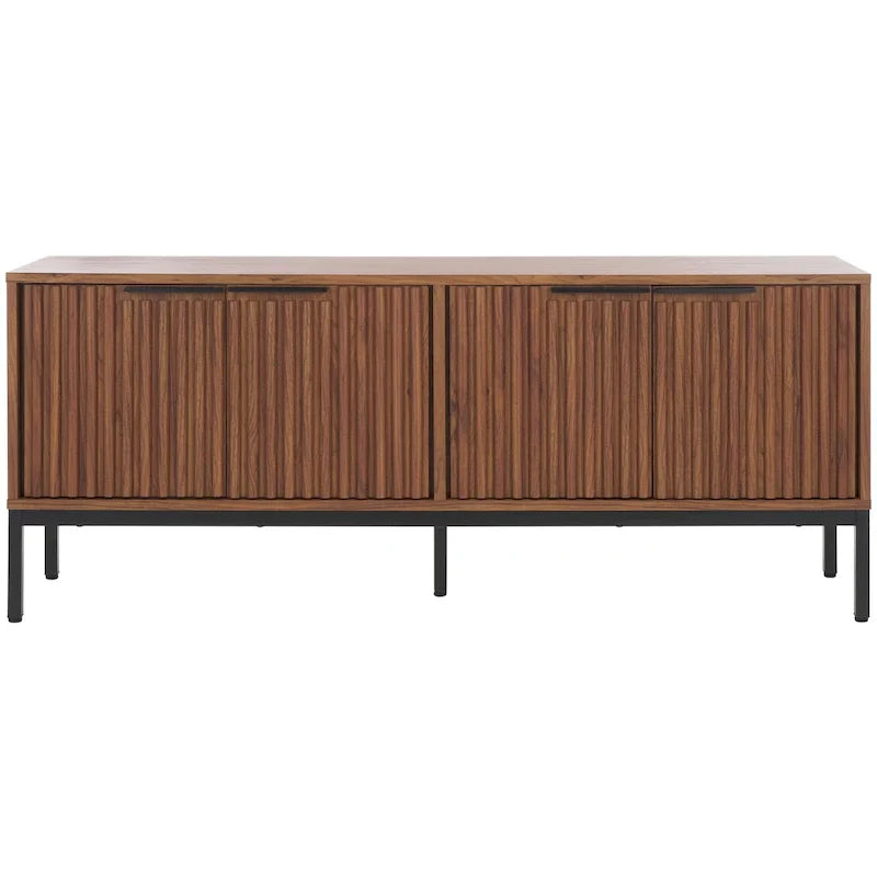 Mid Century TV Stand with Tambour Doors and Storage Drawers - image 4
