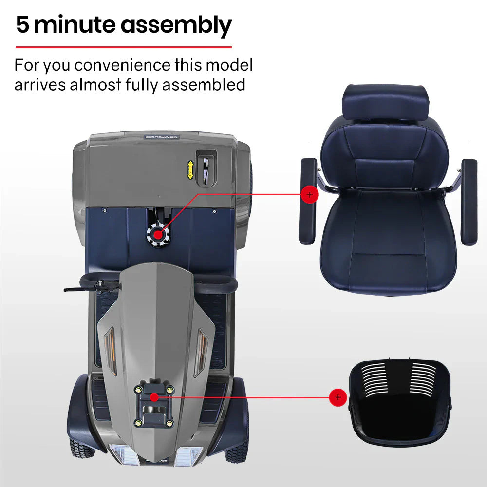 EQUIPMED Mobility Scooter, S-XXL comfortable size for all riders, 30km Max Range, 180kg capacity, Grey - image 8
