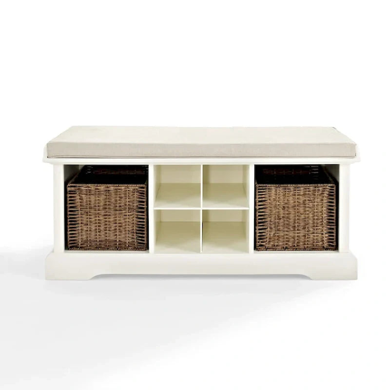 Crosley Brennan White Wooden Entryway Storage Bench - image 10