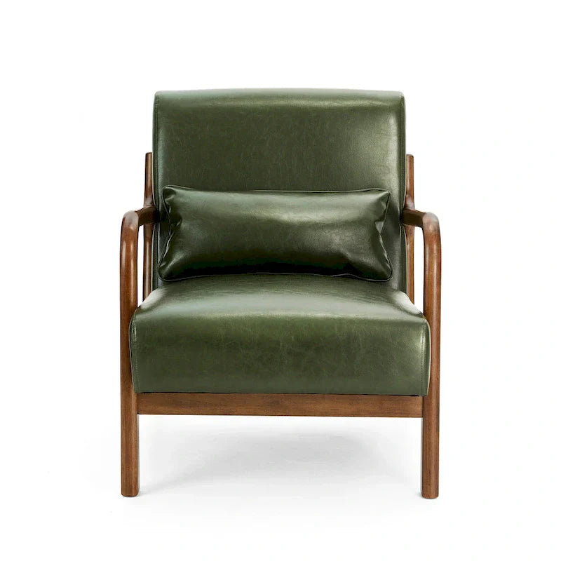 Glitzhome Set of 2 Mid-Century Modern PU Leather Accent Chairs - 30.75H with Cushions (25.75W x 33.75D) - image 26