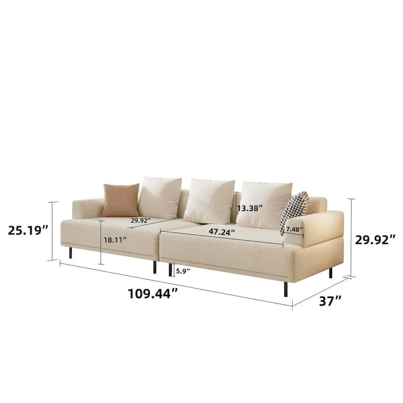 Contemporary Deep Seat Sofa with Cushions, Elevated Legs, Cozy Living Room Seating, Ideal for Apartments - image 7
