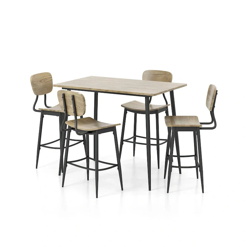 Cairo 5-Piece Counter Height Dining Table Set in Industrial Metal by Furniture of America - image 2