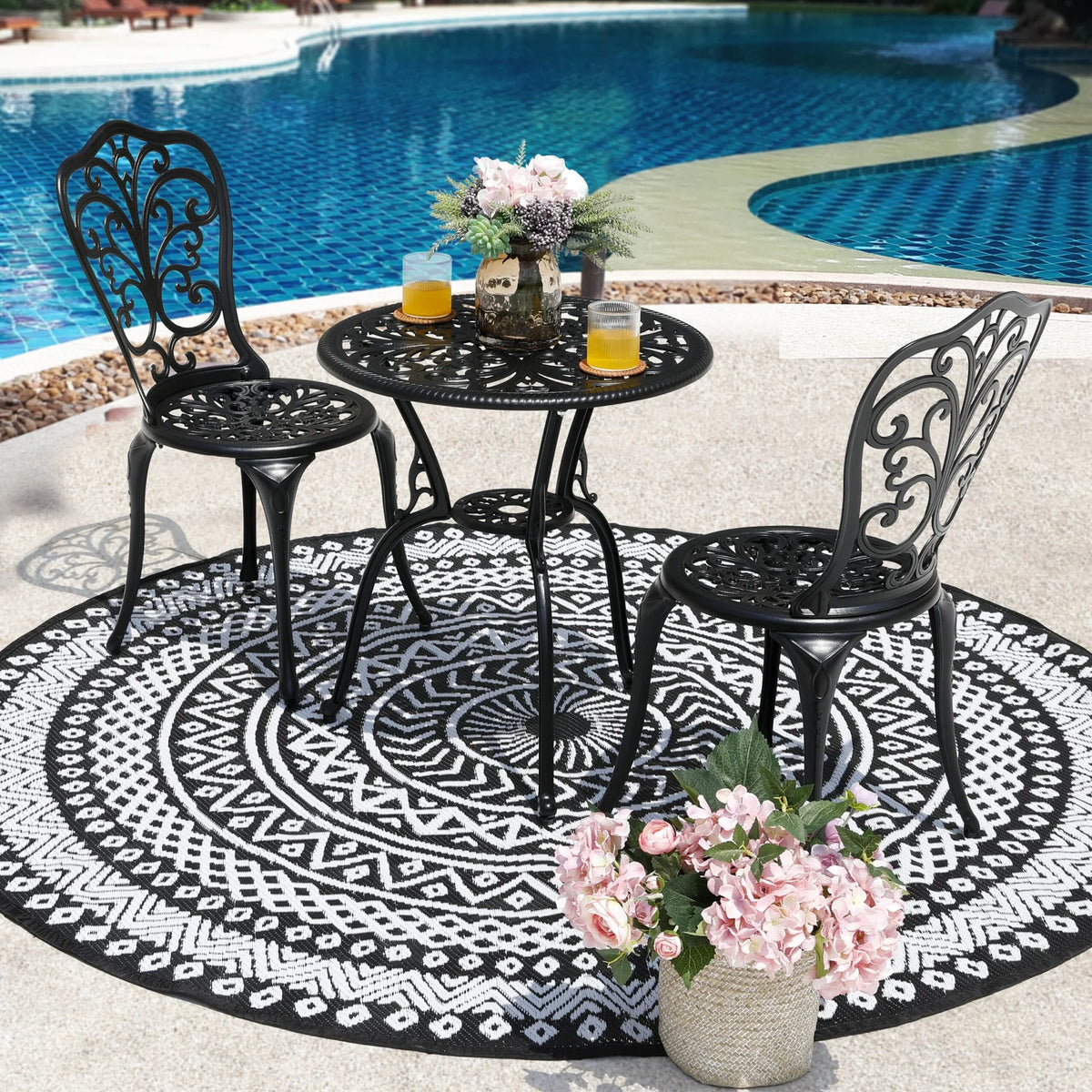 Nuu Garden 3-Piece Black Bistro Patio Set - image 4