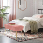 Adeco Velvet Footrest Bench with Metal Legs - Stylish Bed End Stool and Dressing Chair - image 3