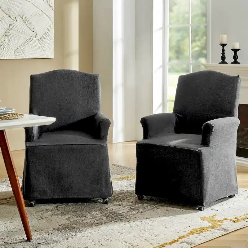 Set of 2 Alethea Upholstered Dining Chairs with Slipcovers and Solid Wood Legs by HULALA HOME - image 14