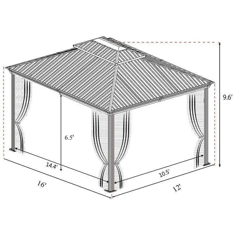 Alexander 16 Ft. W X 12 Ft. D Aluminum Patio Gazebo - image 4
