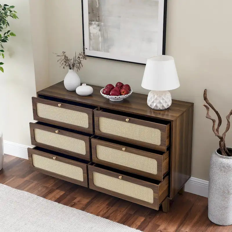 Vintage Wooden Six-Drawer Dresser - Ideal for Bedroom, TV Cabinet, or Living Room Storage - image 7