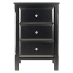 Elegant Black Wooden Nightstand with 3 Generous Storage Drawers - Dimensions: 15.75L x 15.75W x 23.63H - image 1