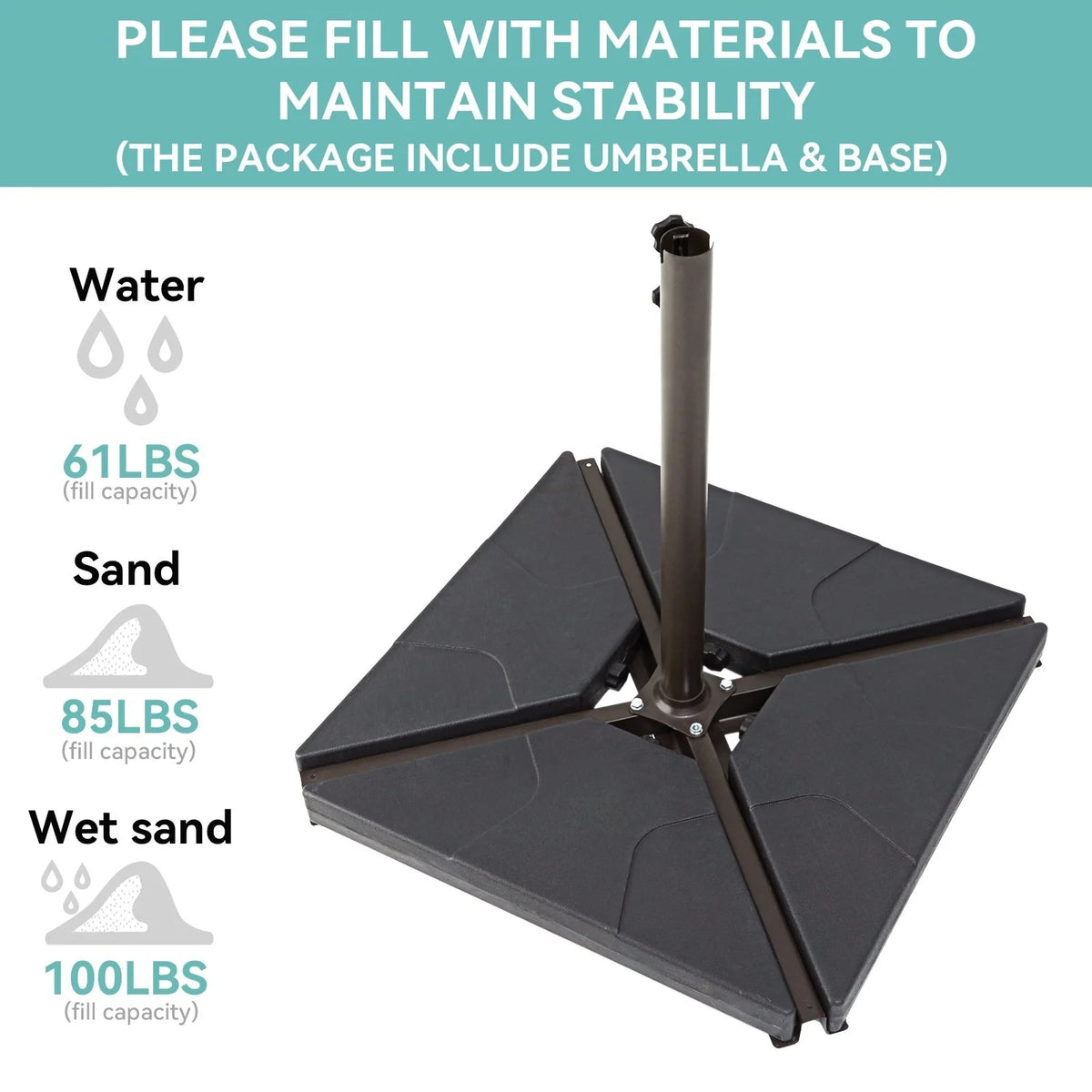 JUSTLET 10ft Heavy Duty Patio Hanging Offset Cantilever Patio Umbrella W/ 4-Piece Base Included Included, Beige - image 5