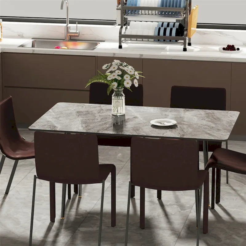 Contemporary Kitchen Table with Metal Frame and Sintered Stone Top - image 6