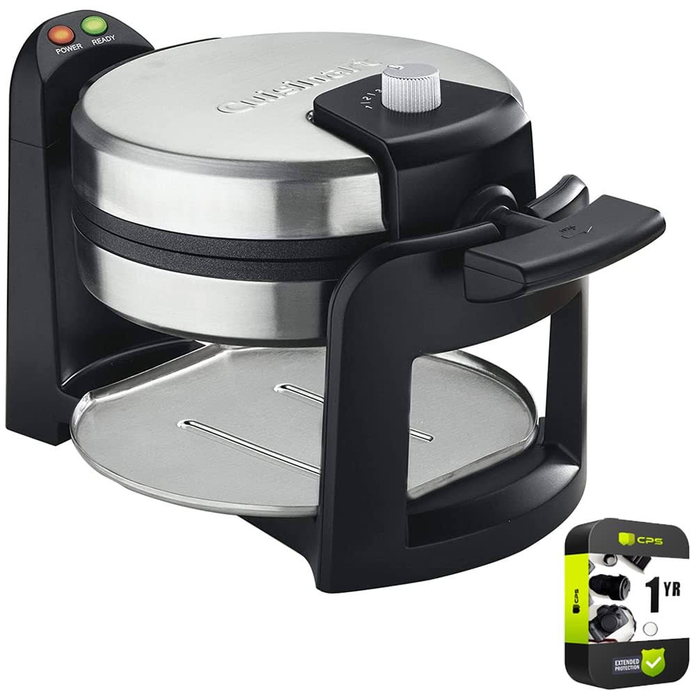 Cuisinart WAF-F30 Round Flip Belgian Waffle Maker Black/Stainless Bundle with 1 Yr CPS Enhanced Protection Pack - image 1