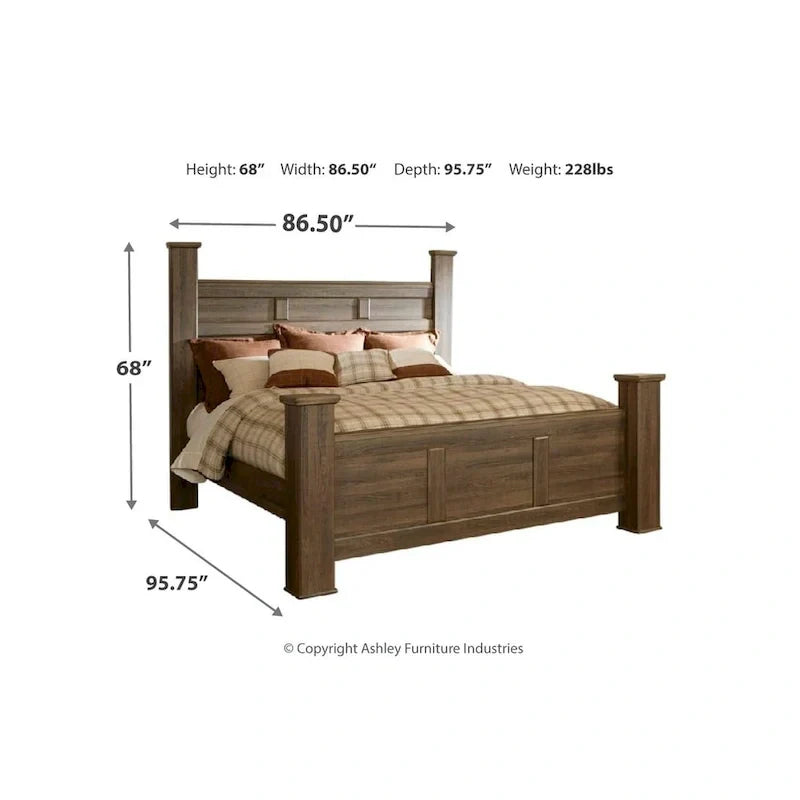 Farmhouse Poster Bed with Wooden Frame and Panel Headboard - image 5