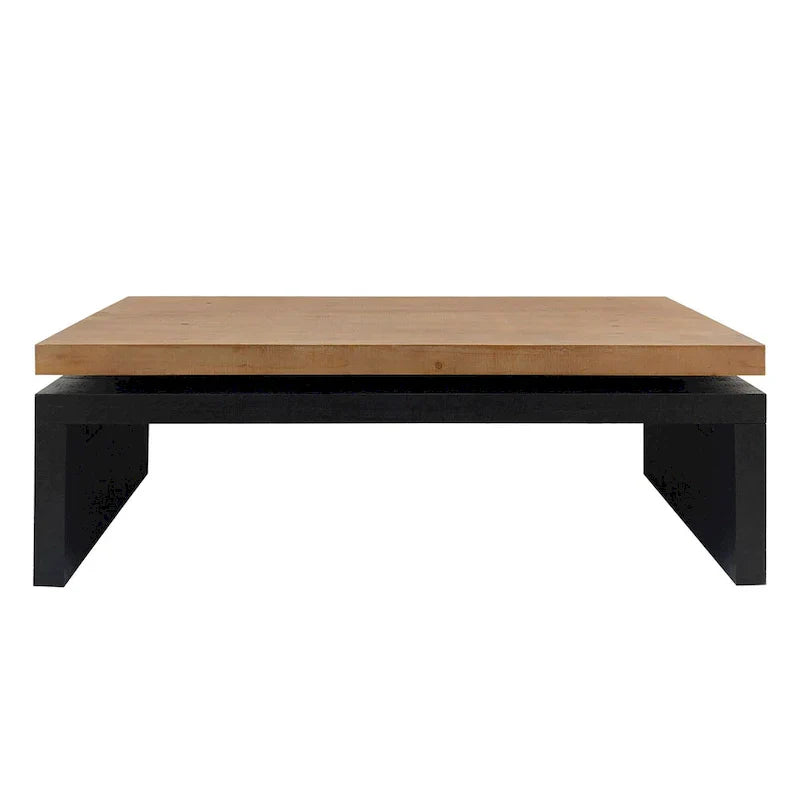 Versatile 2-Tier Coffee Table in Black and Natural Wood for Living Room - image 5