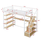MERAX Twin Metal Loft Bed with Staircase, Desk, and Shelving - image 2