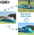 UNP Camping Tent 10-Person-Family Tents, Parties, Music Festival Tent, Big, Easy Up, 5 Large Mesh Windows, Double Layer, 2 Room, Waterproof, Weather Resistant, 18ft x 9ft x78in - image 13
