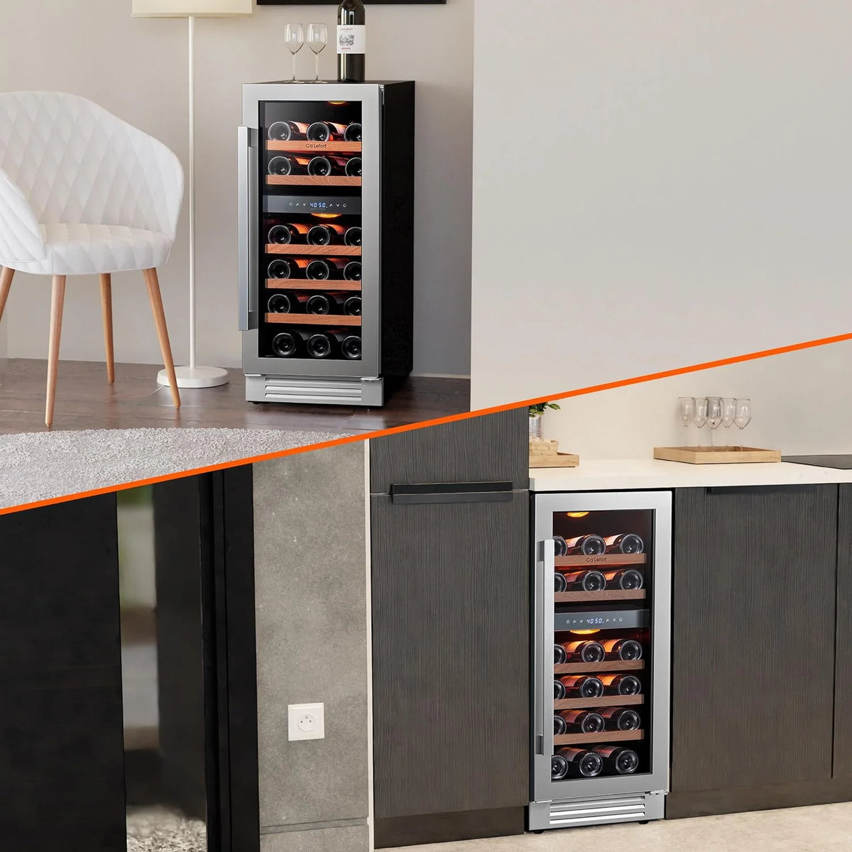 24'' Wine Cooler Refrigerator - 46 Bottle Wine Fridge Dual Zone with Modern Touch Intelligent Digital 40°-65°F Low Noise, Built in or Freestanding Wine Cooler for Home and Kitchen - image 40