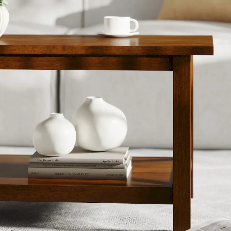 Farmhouse Coffee Table with Shelf and X-Frame Design - image 16