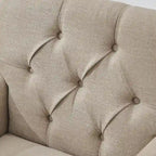 Set of 2 Arm Chair Upholstered Button Tufted Accent Chair with Lumbar Pillow Beige/ Grey/ Light Blue - image 35