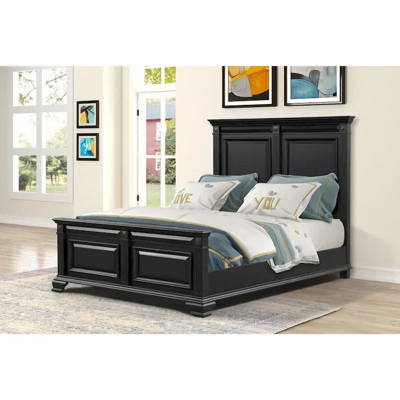 Roundhill Furniture Renova Vintage Black Wooden Bedroom Collection - image 16