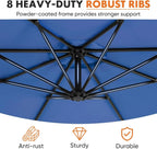 9.8FT Offset Patio Umbrella Hanging Cantilever Umbrella Outdoor Sun Shade with Easy Tilt Adjustment, 8 Ribs, UV Protection for Backyard, Lawn, Garden and Pool, Blue - image 26