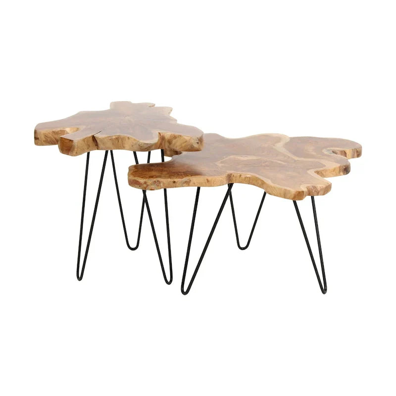 East at Main Live-Edge Teak Wood Table with Iron Legs - image 9