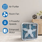 Lasko Air Flex 2-in-1 Box Fan & Air Purifier, 20-Inch, 3 Speeds, White, FF305 - image 2