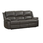 Gray Leather Lizzy Sofa and Loveseat Set with Manual Reclining and Solid Wood Frame - image 3
