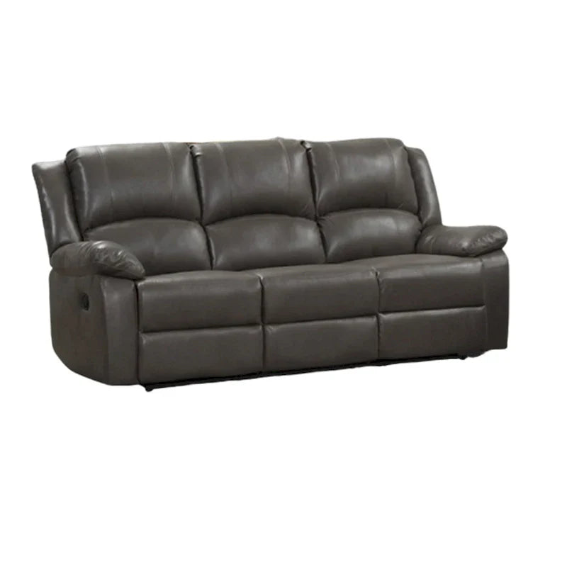 Gray Leather Lizzy Sofa and Loveseat Set with Manual Reclining and Solid Wood Frame - image 3