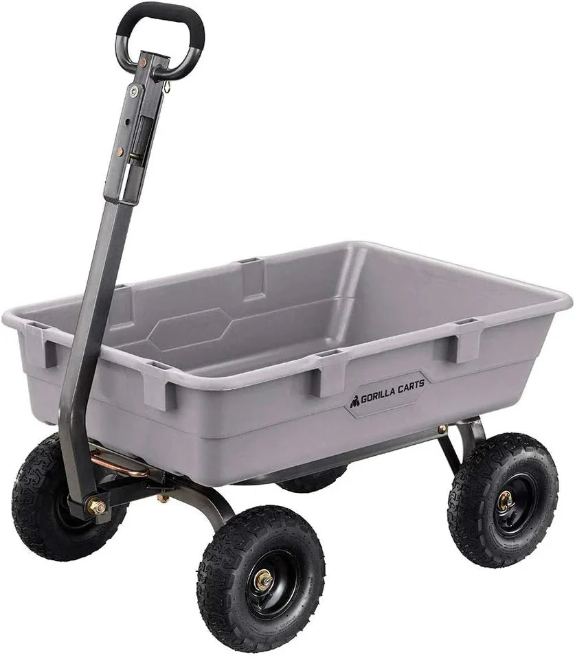 Heavy Duty Poly Utility Dump Wagon Garden Cart w/Pneumatic Tires, 6 Cu Ft - 1200 lb Capacity Outdoor Wheelbarrow for Yard, Landscaping & Gardening, Lawn Tractor or ATV Towable-Gorilla Carts - image 38