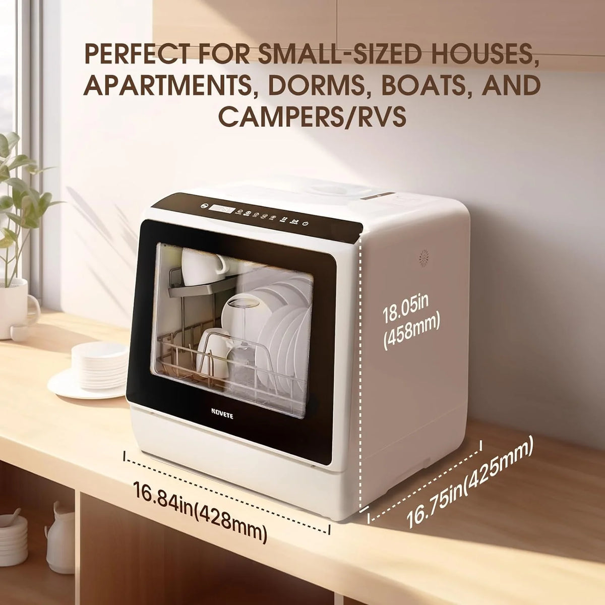 Portable Countertop Dishwashers, Compact Dishwashers with 5 L Built-in Water Tank & Inlet Hose, 5 Washing Programs, Baby Care, Air-Dry Function and LED Light for Small Apartments - image 4
