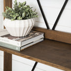 Walker Edison Solid Wood 4-Shelf Ladder Bookshelf, Brown - image 6