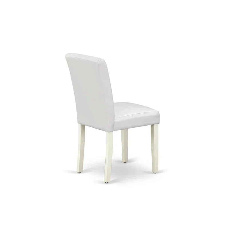 East West Furniture Round Dining Table Set - Kitchen Table with White Faux Leather Parson Chairs in Linen White (Various Piece Options) - image 6