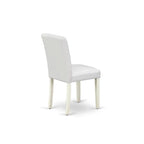 East West Furniture Round Dining Table Set - Kitchen Table with White Faux Leather Parson Chairs in Linen White (Various Piece Options) - image 6