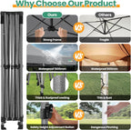 COBIZI 10x20 Heavy Duty Pop up Canopy Tent with 6 sidewalls Easy Up Commercial Outdoor Canopy Wedding Party Tents for Parties All Season Wind & Waterproof Gazebo with Roller Bag,Black(Frame Thickened) - image 83