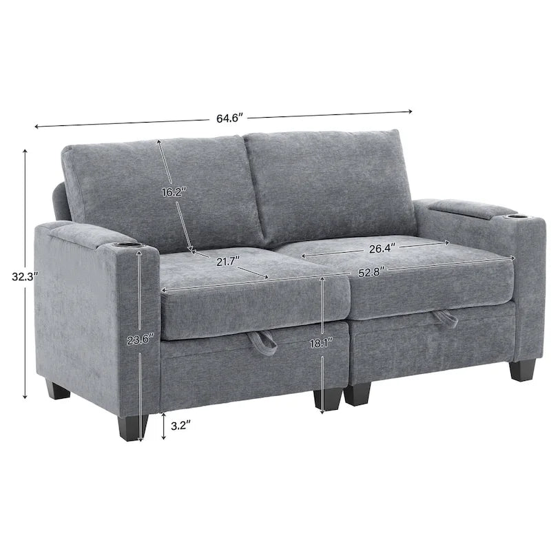 Versatile Chenille Storage Loveseat Sofa - image 24