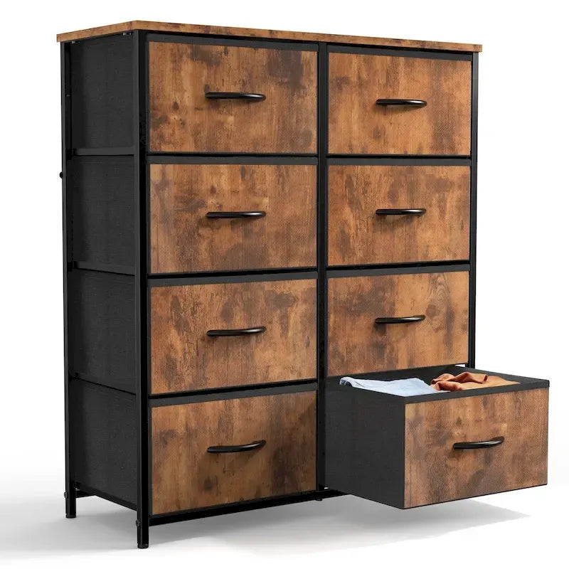 8-Drawer Tall Fabric Dresser with Wood Top and Sturdy Steel Frame - Stylish Bedroom Storage Solution - image 2