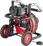 Drain Cleaner Machine 100FT x 1/2 Inch, Auto Feed Sewer Snake Auger on Wheels, 550W Portable Drain Cleaning Machine with 8 Cutters & Air-activated Foot for 2" to 4" Pipes - image 10