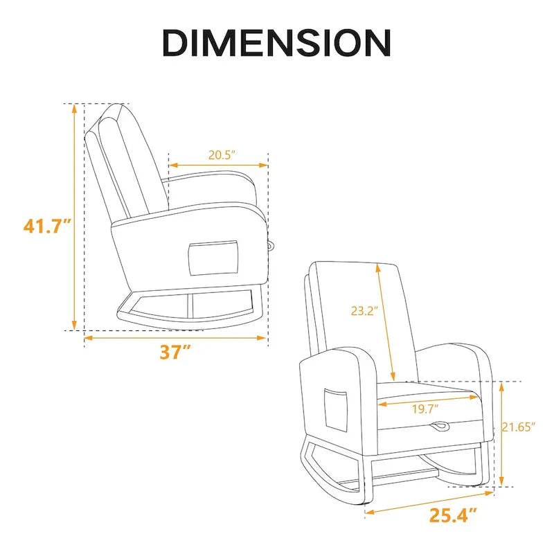 Ergonomic High Back Rocking Chair with Adjustable Footrest - image 5
