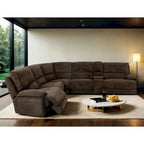 Renic Modern Dark Brown Reclining Sectional Sofa with Console and USB Ports by Furniture of America - image 2