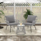 3-Piece Patio Conversation Bistro Set, Outdoor Rattan Furniture Set with Glass Table & 2 Wide Armchairs, Seat Cushions - image 33