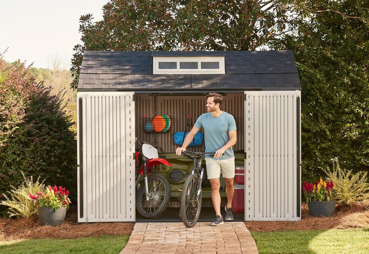 Rubbermaid Resin Outdoor Storage Shed With Floor Weather Resistant Gray Organization for Home - image 22